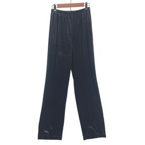 Joan Leslie Women's Size Small Black Velvet Straight Leg Pants Elastic Waist
